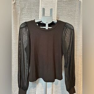 Elegant Black Sheer Sleeve Top
